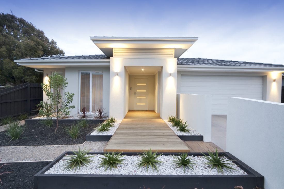 Front entrance of a home with a new entry door